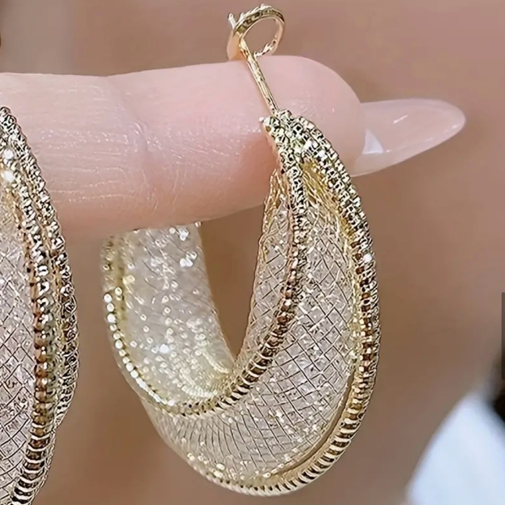 Beautiful Gold/Silver Hoop Earrings - Picture 2 of 5